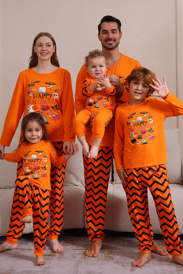 Conjunto de pijama a juego familiar de Halloween naranja